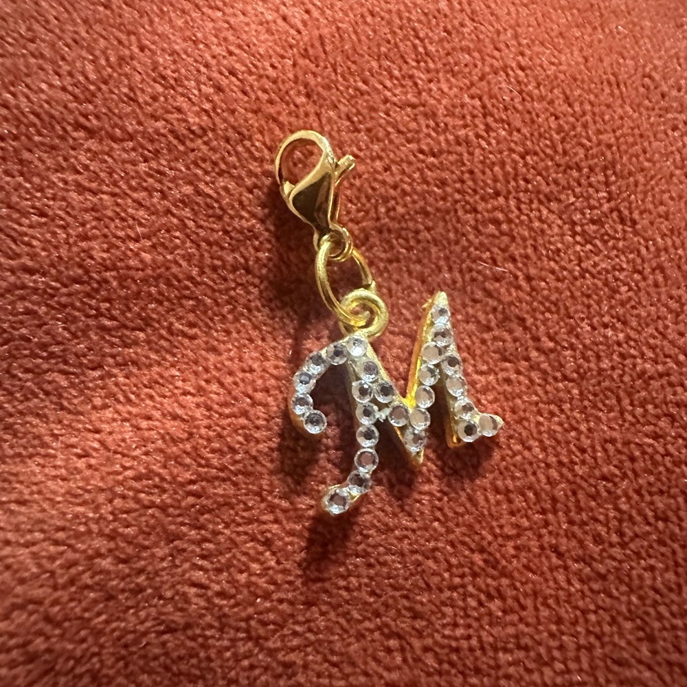 Swarovski Crystal Gold-Plated 'M' Initial Charm with Gold Plated lobster clasp